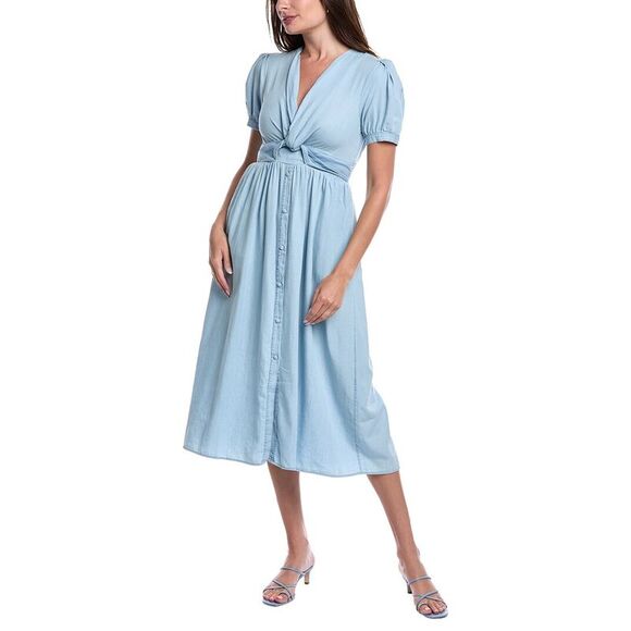 Sam Edelman Womens  Christy Twist Front Midi Dress, Blue - Picture 1 of 3
